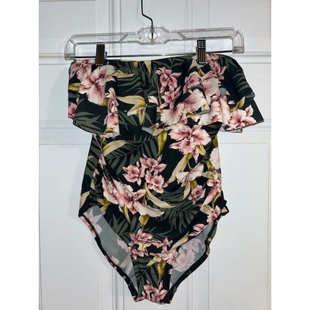 Kona Sol Swimsuit Womens Size M Flora Double Flounce Ruffle Front One Piece EUC - Picture 1 of 4